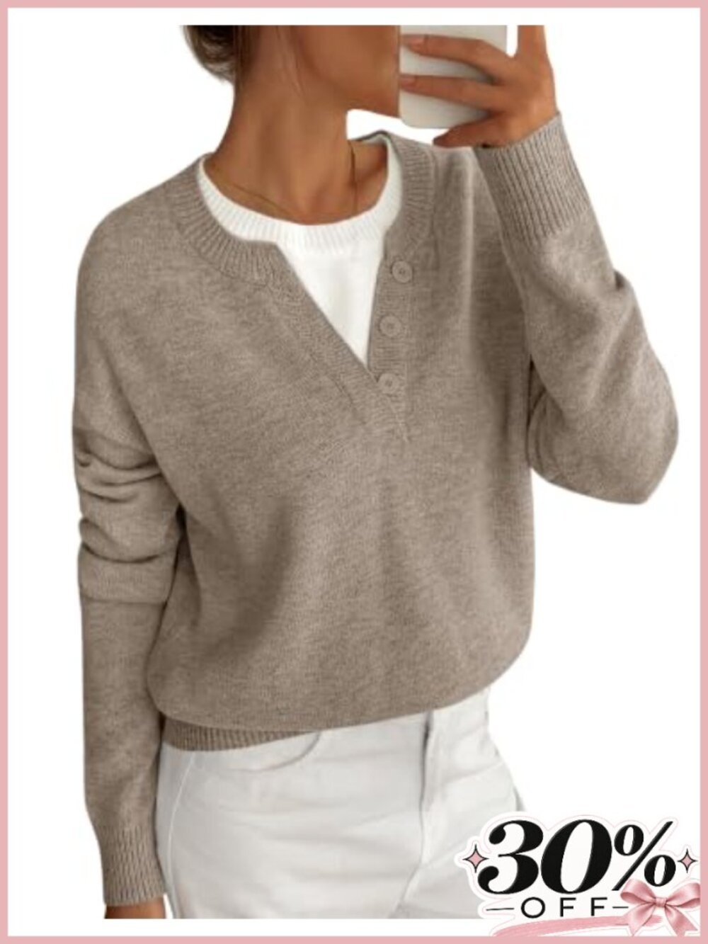 Womens Long Sleeve Crew Neck Pullover Sweater Oversized Knit Acrylic Cotton
